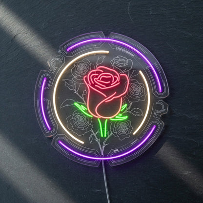 Rose in Round LED Neon Sign - Shineneon