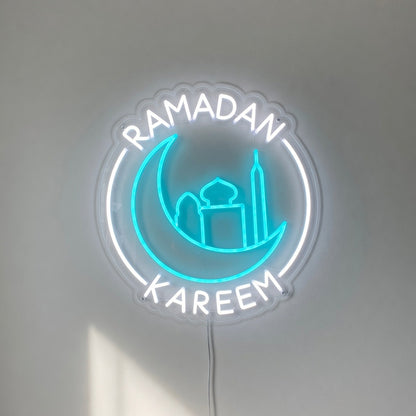 Ramadan Kareem LED Neon Sign Circle Crescent Badge - Shineneon