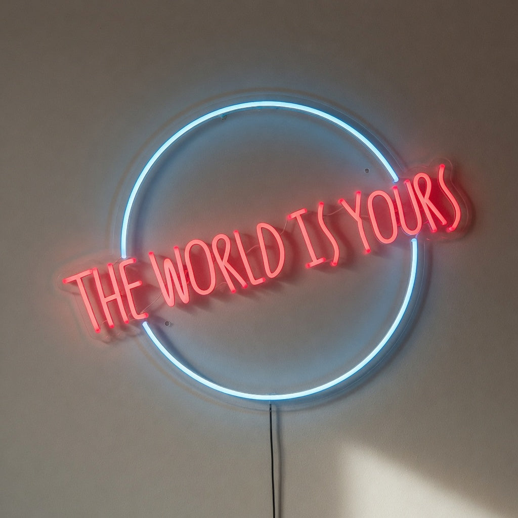 The World Is Yours LED Neon Sign Circle Ring Caps - Shineneon