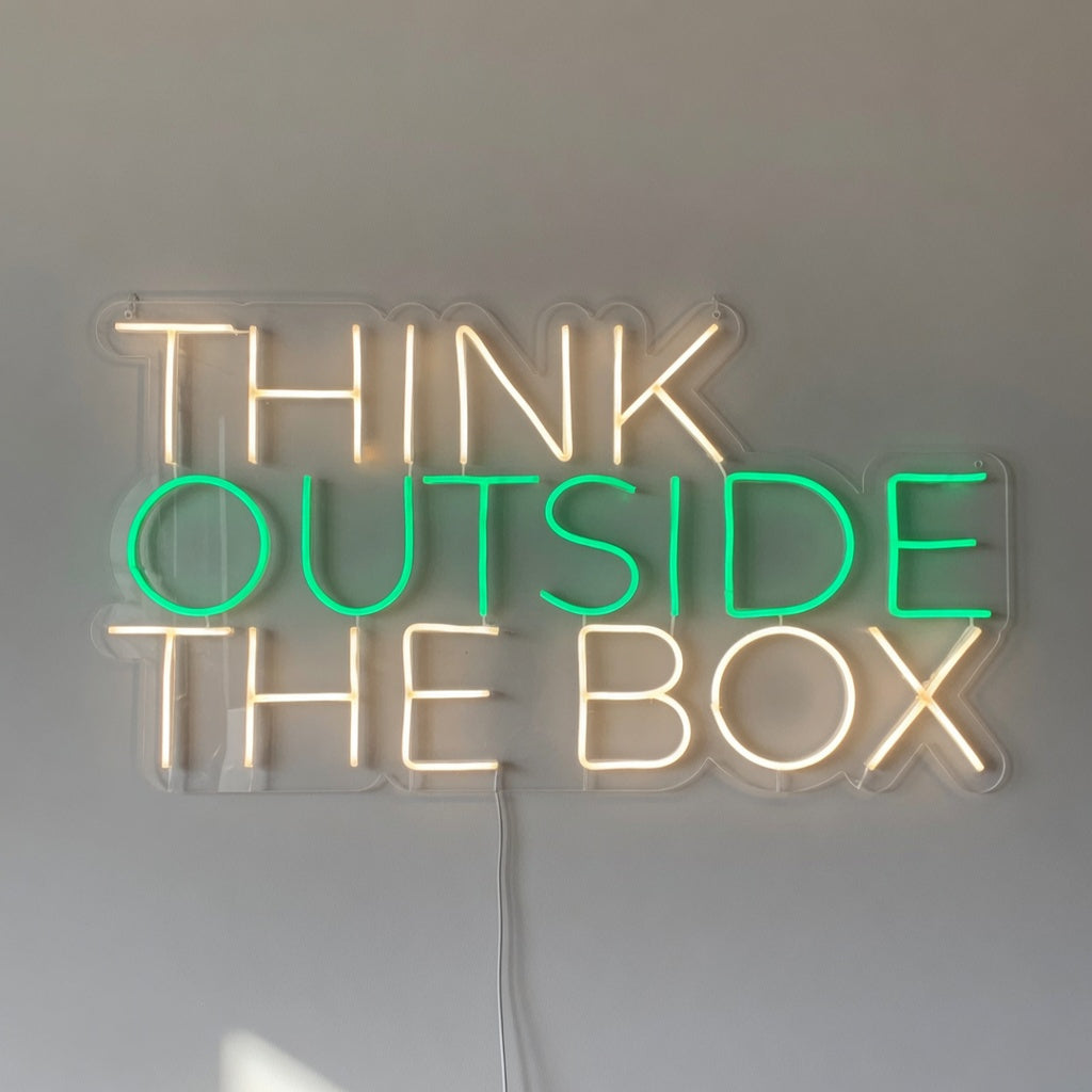Think Outside the Box LED Neon Sign for Business Light Up Wall Decor - Shineneon