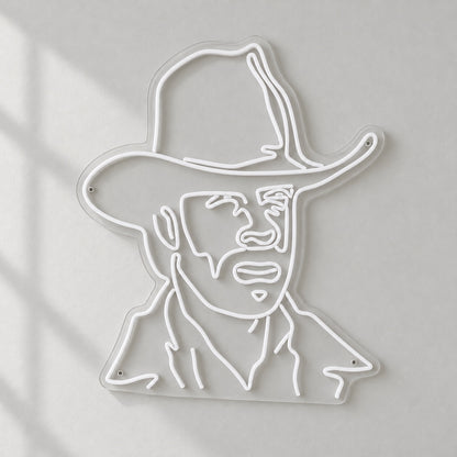 Cowboy Face Art LED Neon Sign for Man Cave, Dimmable Wall Decor - Shineneon