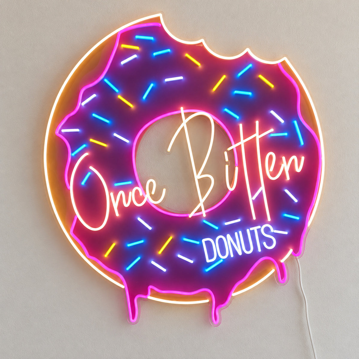 Once Bitten Donuts LED Neon Sign, Dimmable Wall Light - Shineneon