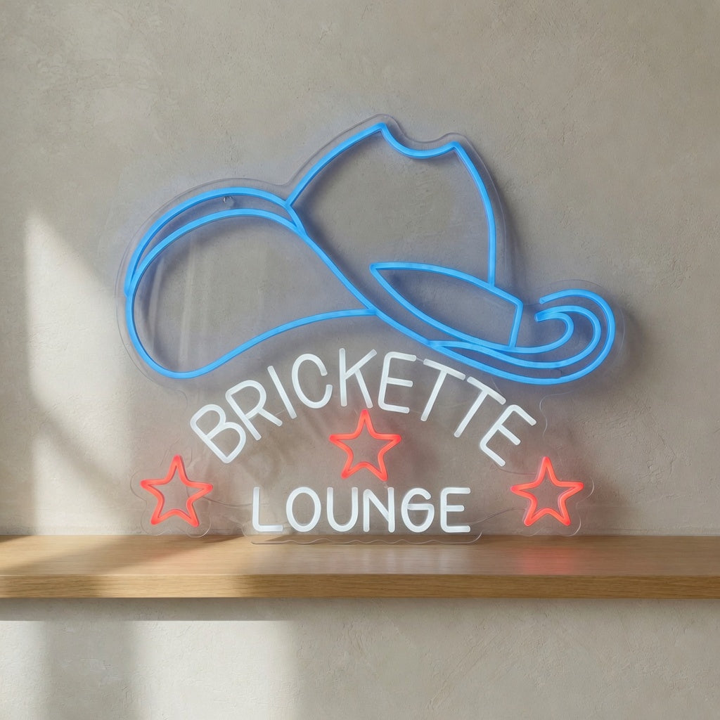 Cowboy Hat Brickette Lounge LED Neon Sign - Shineneon