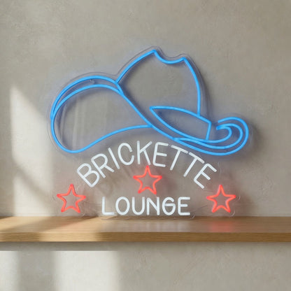 Cowboy Hat Brickette Lounge LED Neon Sign - Shineneon