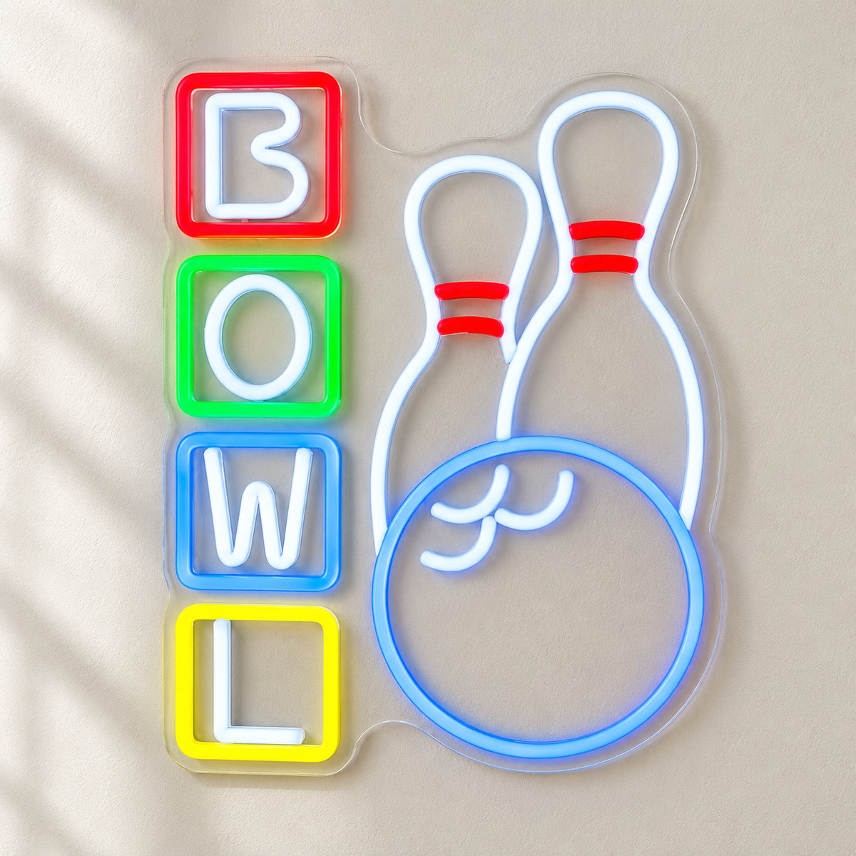 Bowling LED Neon Sign Vertical Letter Blocks with Ball - Shineneon
