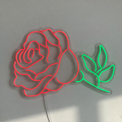 Rose LED Neon Sign Full Bloom with Leaves - Shineneon