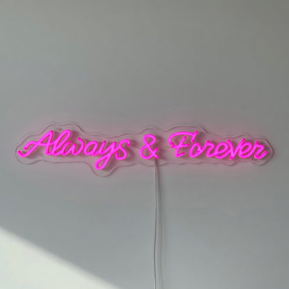 Always and Forever LED Neon Sign Wide Ampersand Script - Shineneon