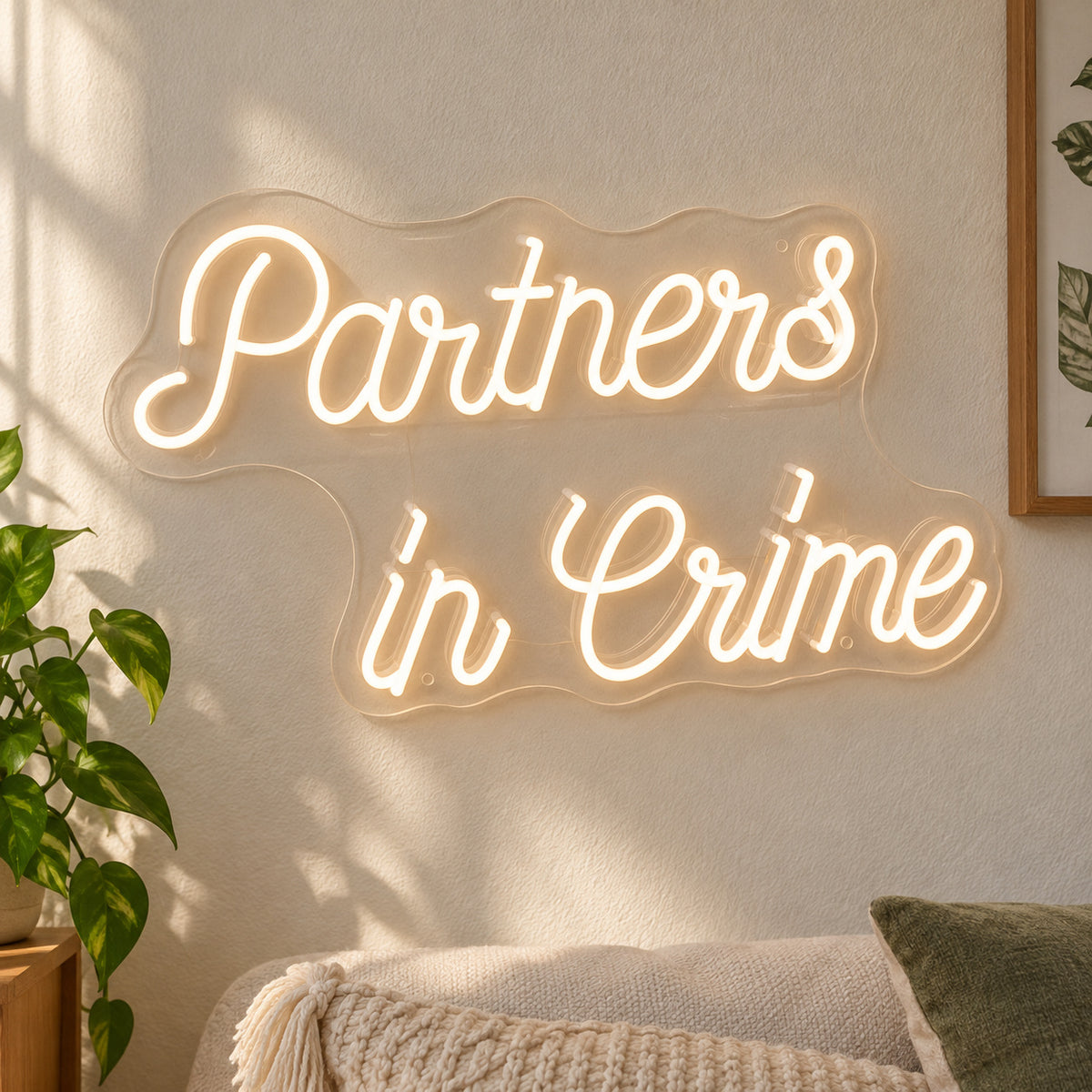 Partners in Crime LED Neon Sign for Man Cave Dimmable Wall Decor - Shineneon