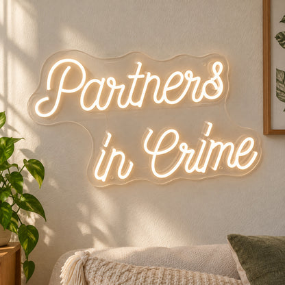 Partners in Crime LED Neon Sign for Man Cave Dimmable Wall Decor - Shineneon