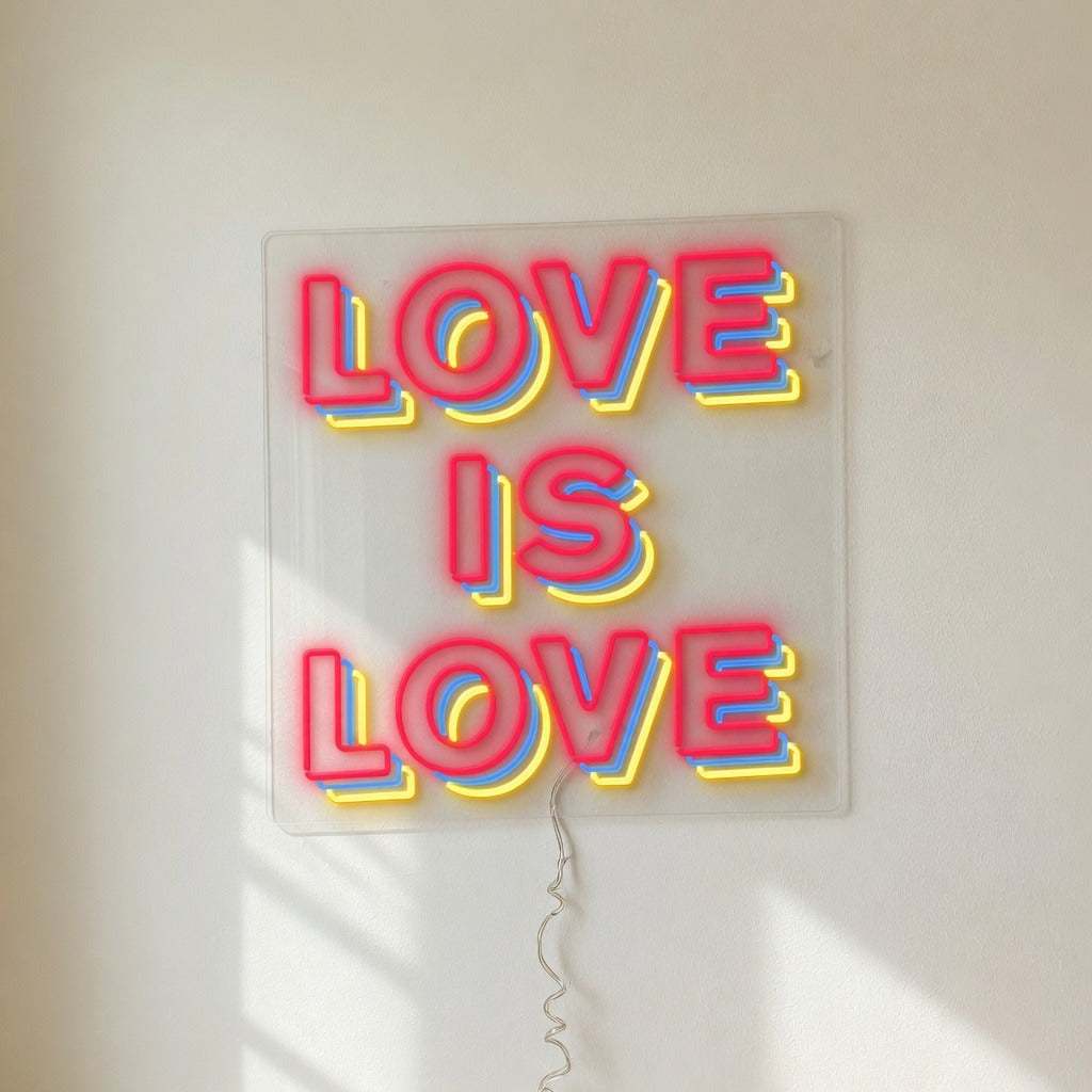Love is Love LED Neon Sign Stacked Boxed Caps - Shineneon