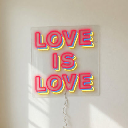 Love is Love LED Neon Sign Stacked Boxed Caps - Shineneon