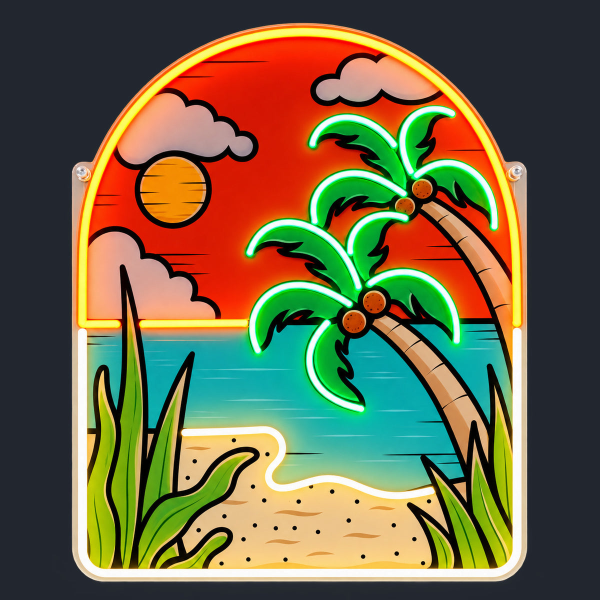 Tropical Island Sunset LED Neon Sign - Shineneon