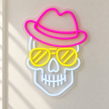 Skull Face Cool LED Neon Sign for Tattoo Studio Light Up Wall Decor - Natural Light Product Image