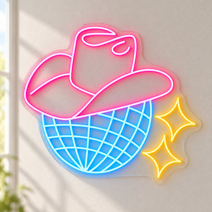 Disco Ball Neon Light Cowgirl Disco LED Neon Sign Dimmable Home Decor - Natural Light Product Image