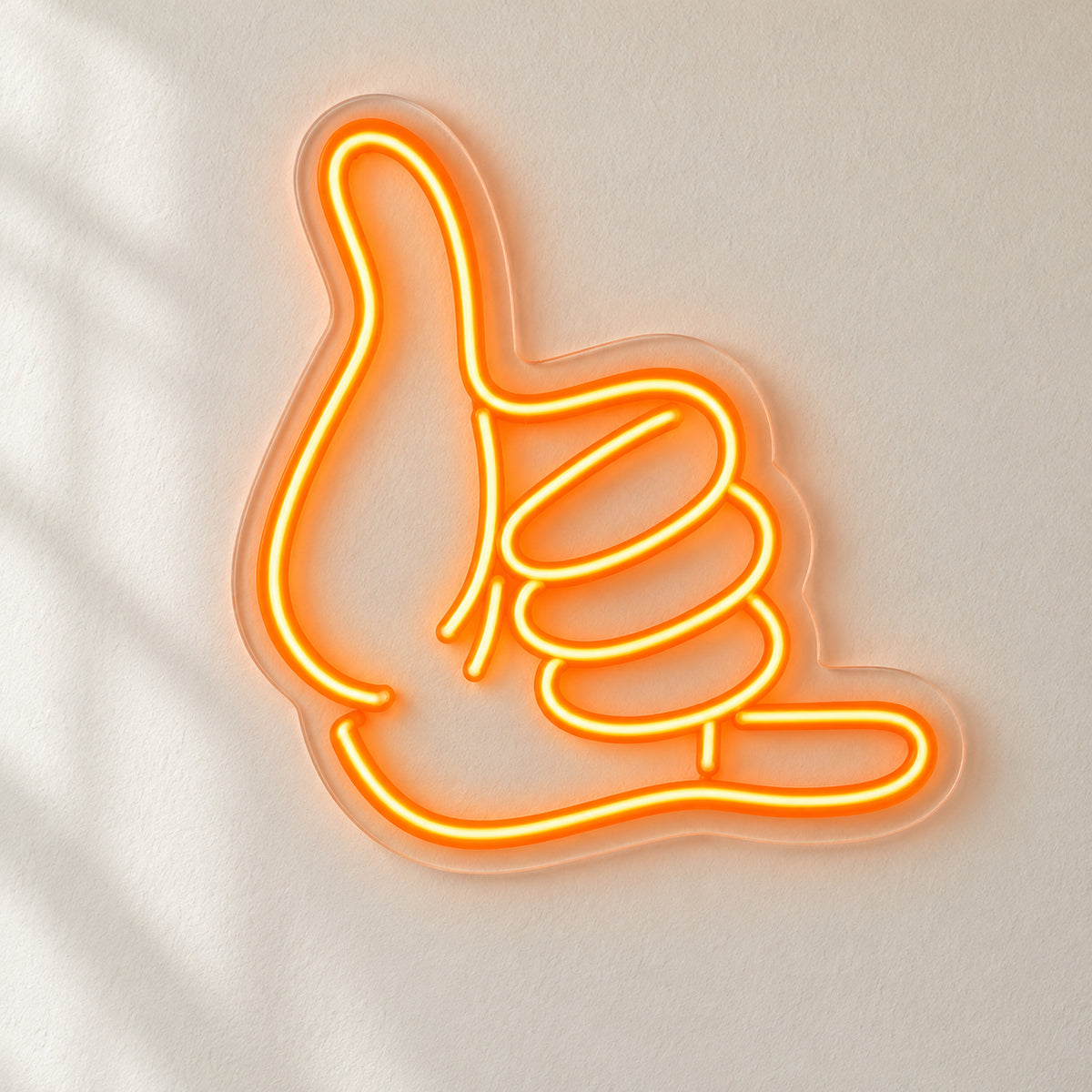 Hang Loose Hand Gesture LED Neon Sign Shaka Hand Outline - Natural Light Product Image