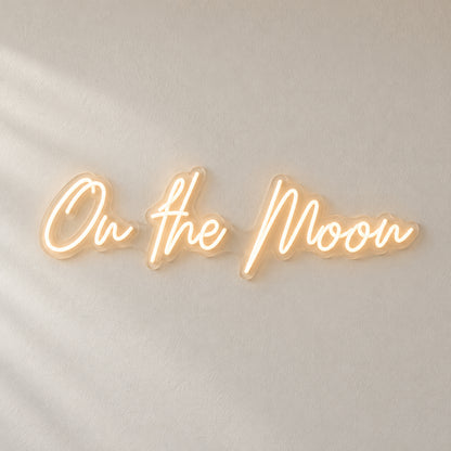 On The Moon LED Neon Sign Pegboard Scene Script - Natural Light Product Image