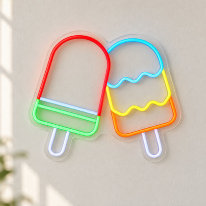 Ice Cream LED Neon Sign Twin Popsicle Design - Natural Light Product Image