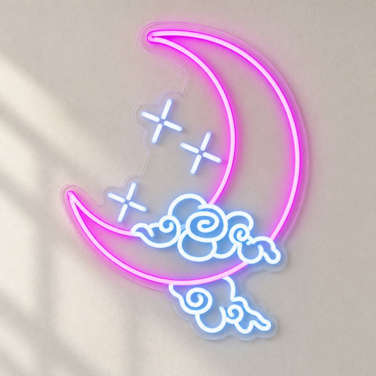 Half Moon with Stars and Clouds LED Neon Sign Dimmable Wall Light - Natural Light Product Image