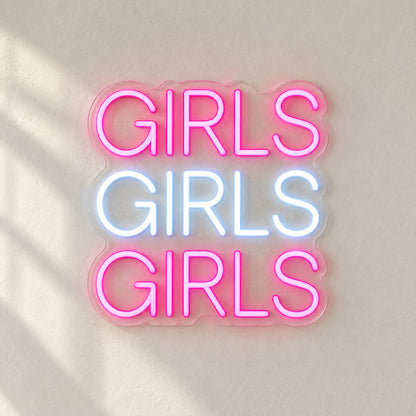 Girls Girls Girls LED Neon Sign Wide Cut - Natural Light Product Image