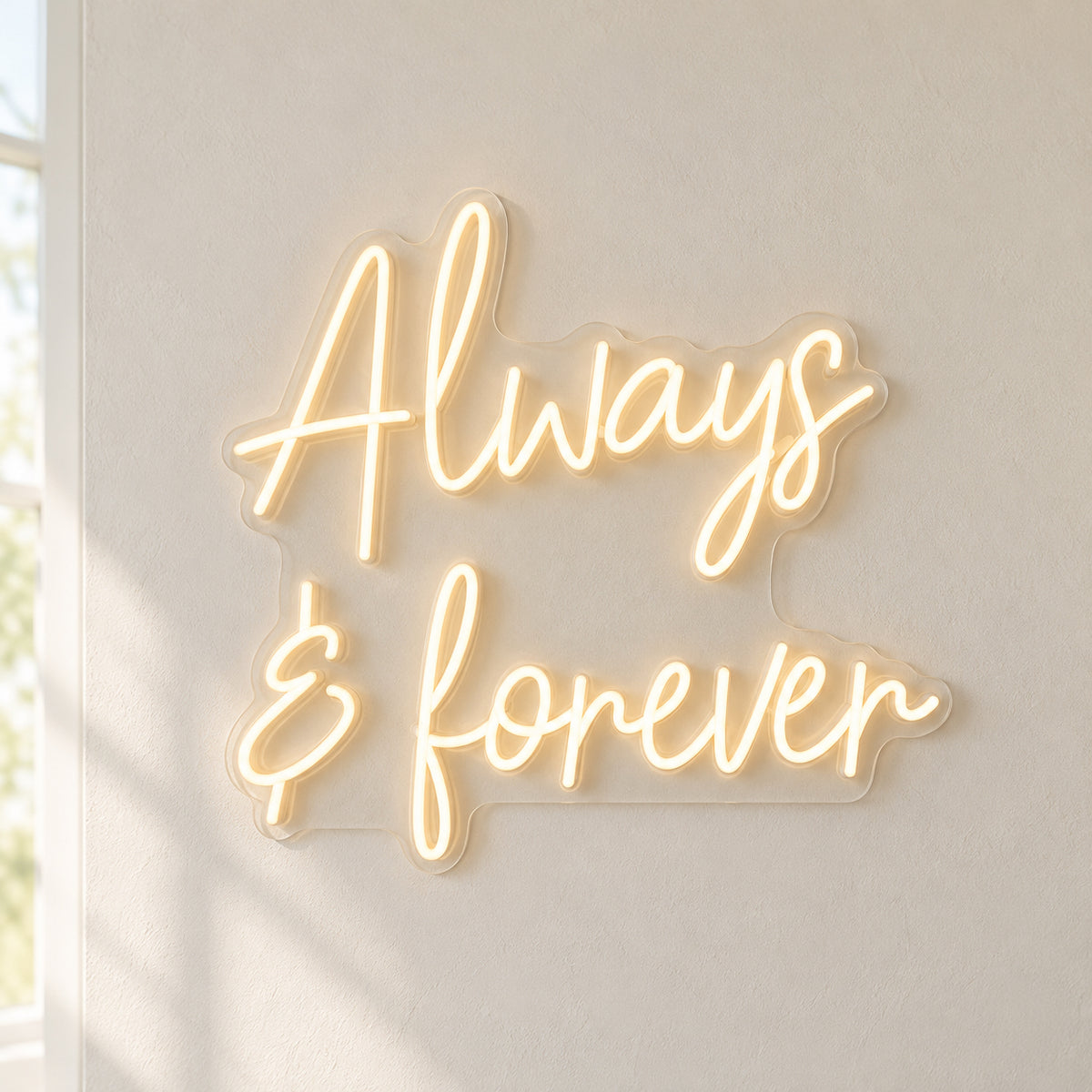 Always and Forever Wedding LED Neon Sign Floral Hoop Backdrop - Natural Light Product Image