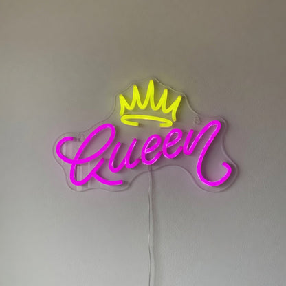 Queen and Crown LED Neon Sign for Salon Light Up Business Decor - Natural Light Product Image