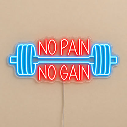 No Pain No Gain Barbell LED Neon Sign Wall Neon Signs - Solid Background