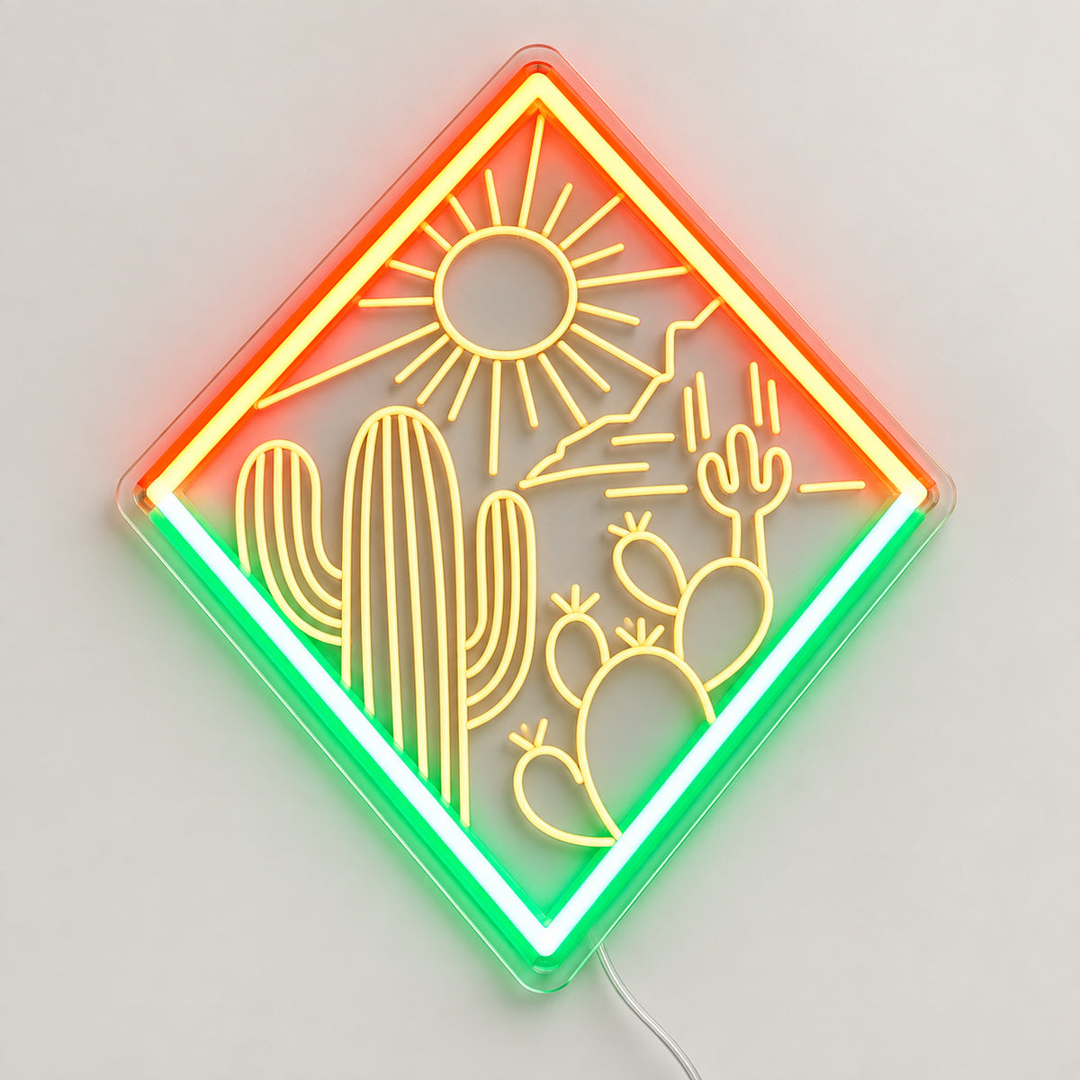 Southwest Cactus Sunset Vintage LED Neon Sign Wall Neon Signs - Solid Background