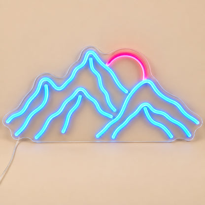 Mountain Range Rising Sun LED Neon Sign Wall Neon Signs - Solid Background