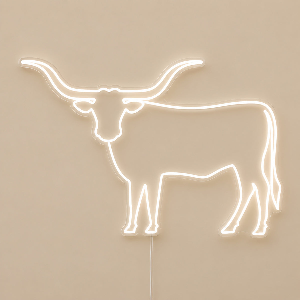 Longhorn Cattle Couch Cowboy Hat LED Neon Sign Wall Neon Signs - Solid Background