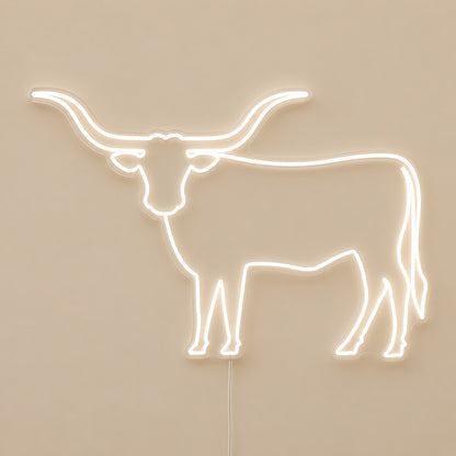 Longhorn Cattle Couch Cowboy Hat LED Neon Sign Wall Neon Signs - Solid Background