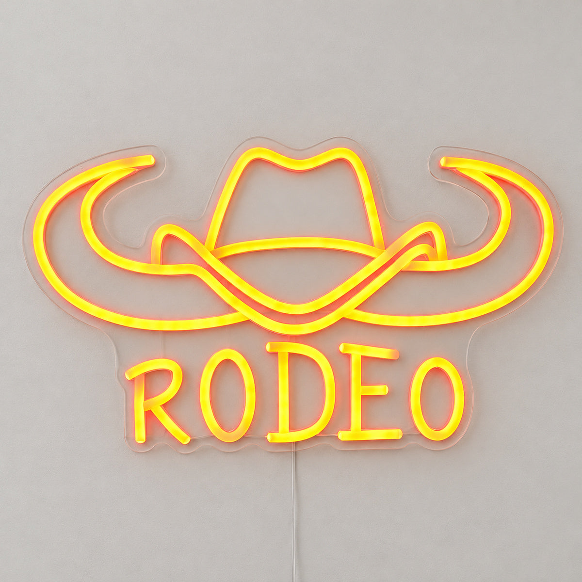 Rodeo Cowboy Hat Longhorn Vintage LED Neon Sign Wall Neon Signs - Solid Background