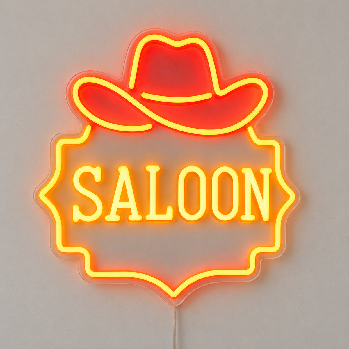 Saloon Cowboy Hat Garage Neon Sign Vintage LED Neon Sign Wall Neon Signs - Solid Background