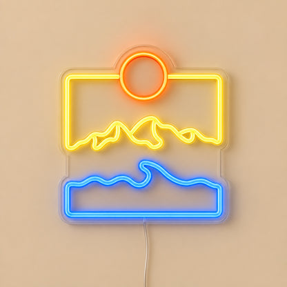 Mountain Ocean Landscape LED Neon Sign Wall Neon Signs - Solid Background