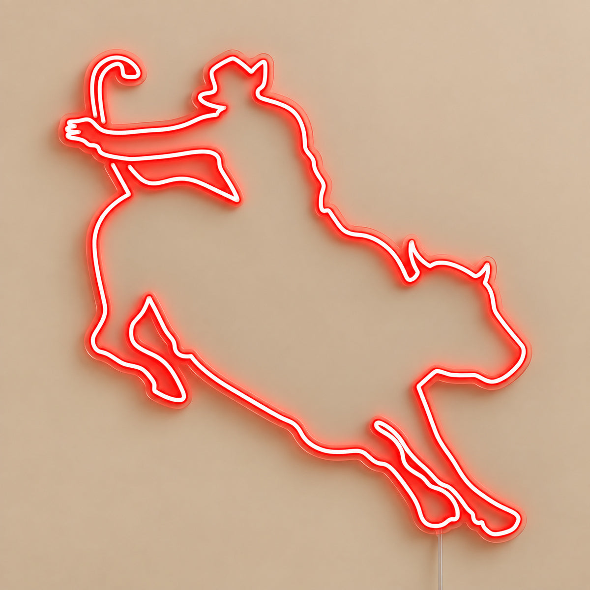 Lasso Bull Rider LED Neon Sign Wall Neon Signs - Solid Background