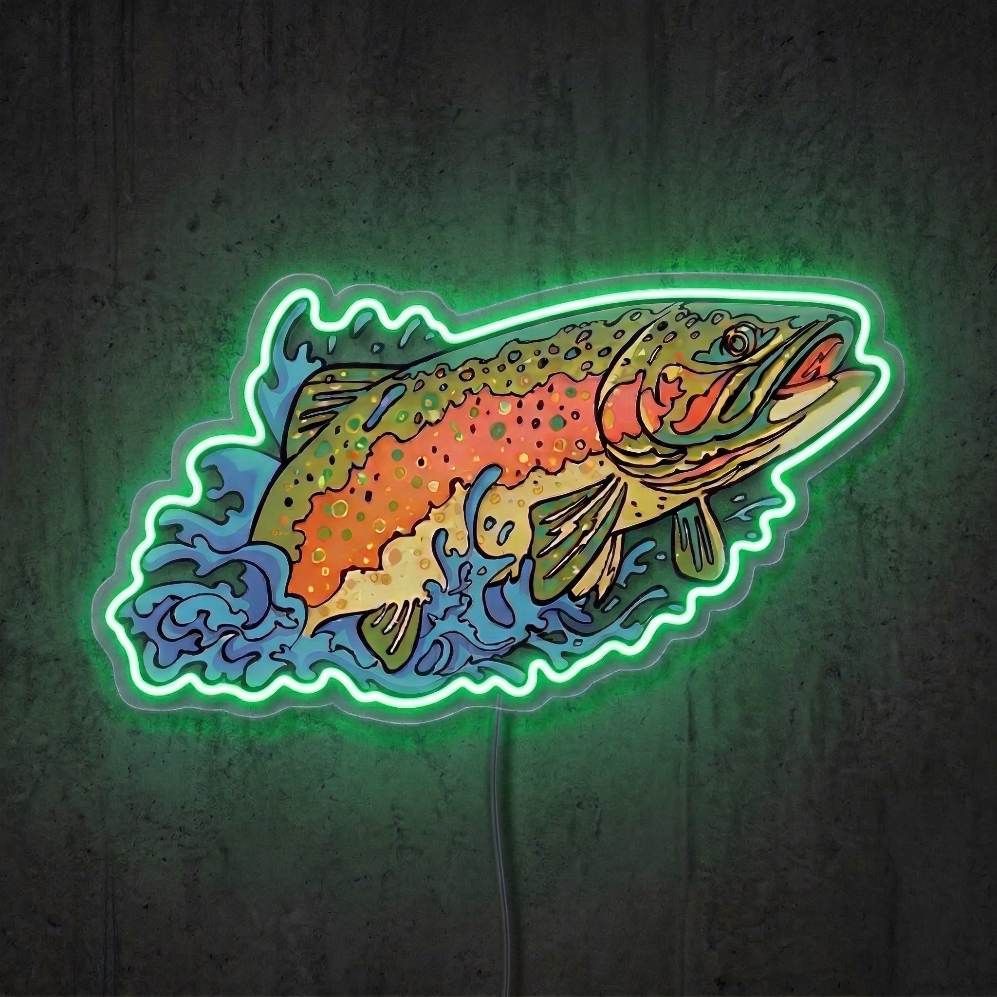 ShineNeon™ Rainbow Trout Splash neon sign USB Power - LED neon sign view 9