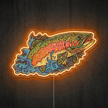 ShineNeon™ Rainbow Trout Splash neon sign USB Power - LED neon sign view 6