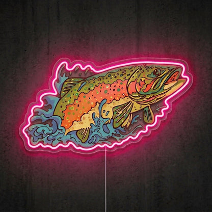 ShineNeon™ Rainbow Trout Splash neon sign USB Power - Custom LED neon sign front view