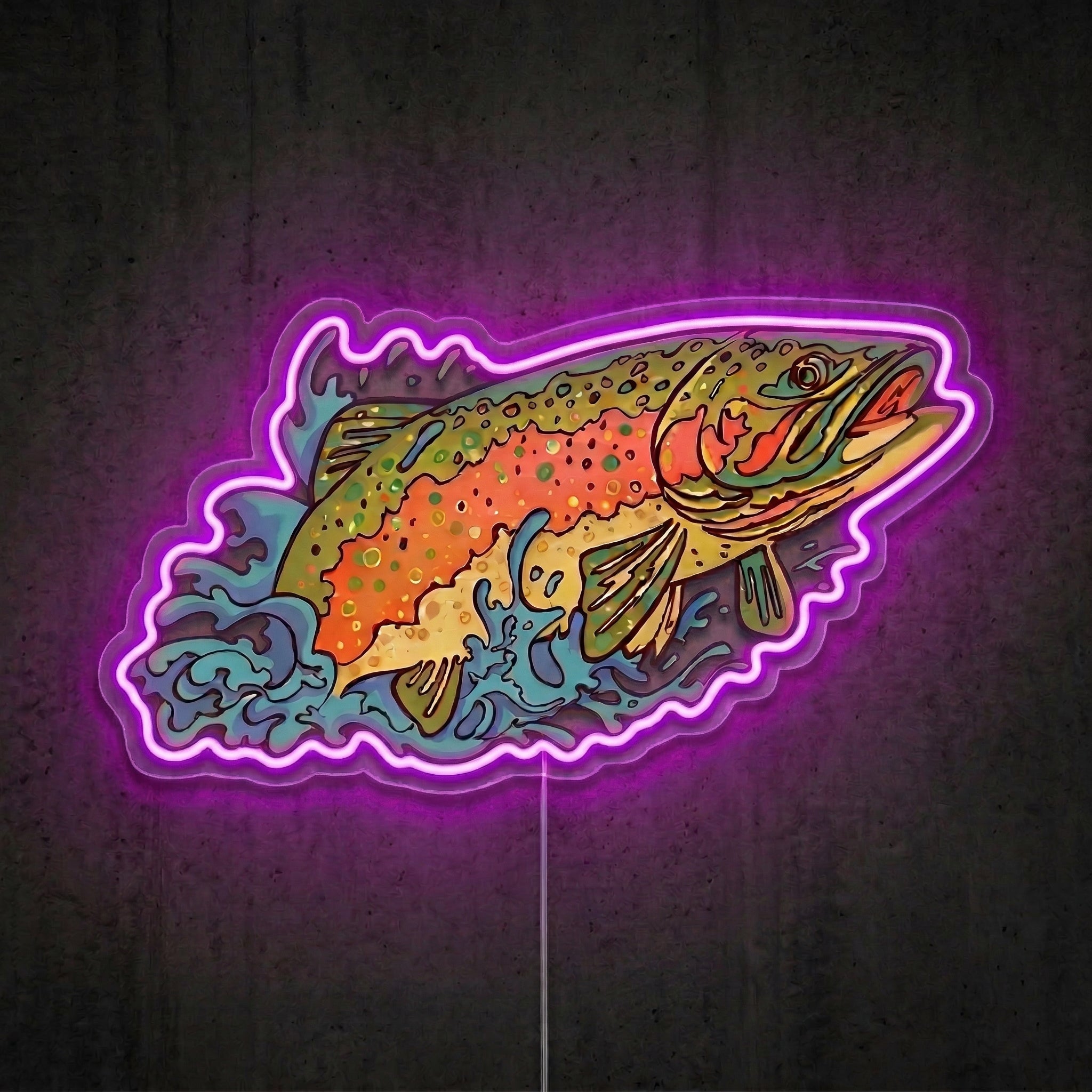 ShineNeon™ Rainbow Trout Splash neon sign USB Power - LED neon sign view 7