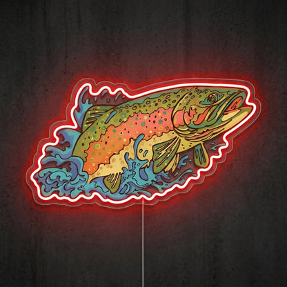 ShineNeon™ Rainbow Trout Splash neon sign USB Power - Size and dimension reference