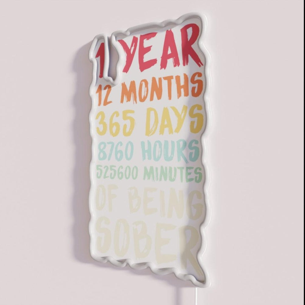 1 Year Sober Anniversary Rgb Led Neon Sign