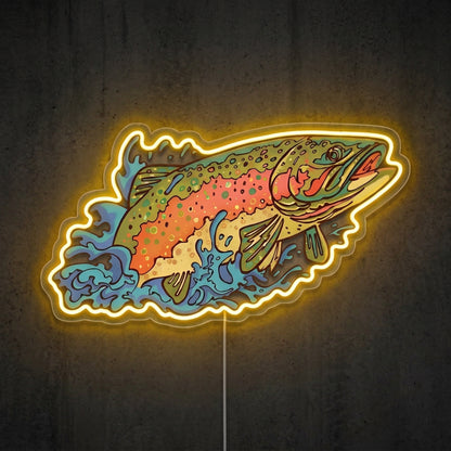 ShineNeon™ Rainbow Trout Splash neon sign USB Power - LED neon sign view 5