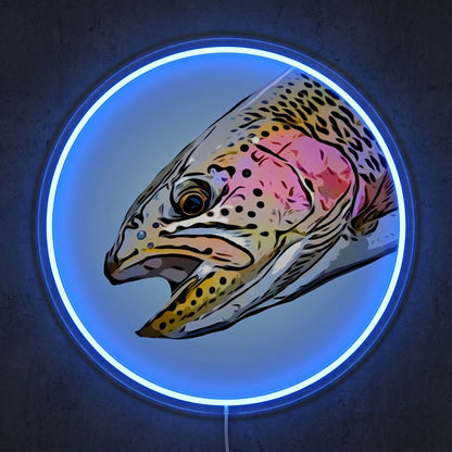 ShineNeon™ Floral Trout Medallion neon sign USB Power - LED neon sign close-up detail
