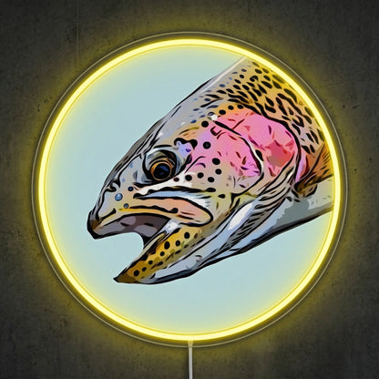 ShineNeon™ Floral Trout Medallion neon sign USB Power - Size and dimension reference