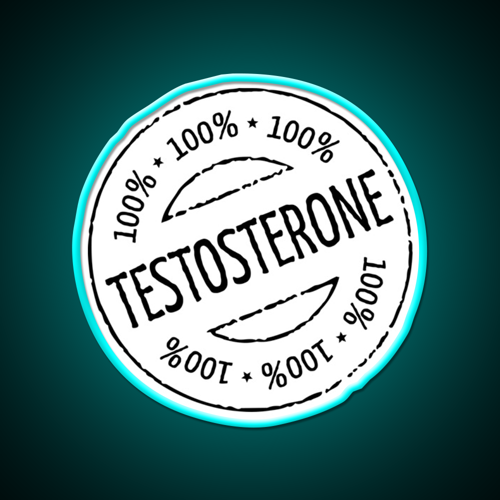 100 Persent Testosterone Stamp Black Gym Fitness Led Neon Sign Rgb Color