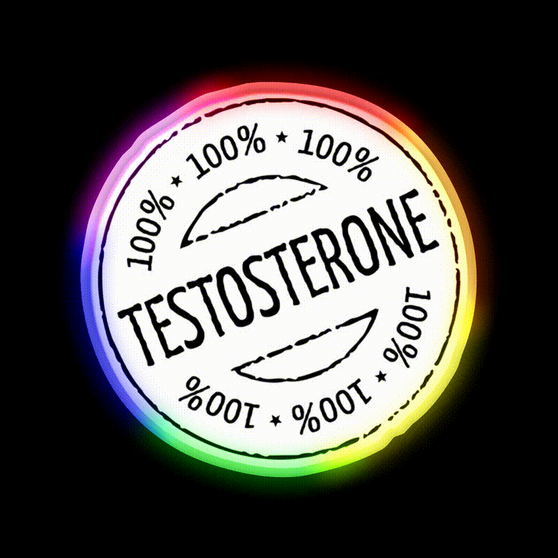 100 Persent Testosterone Stamp Black Gym Fitness Led Neon Sign Rgb Color