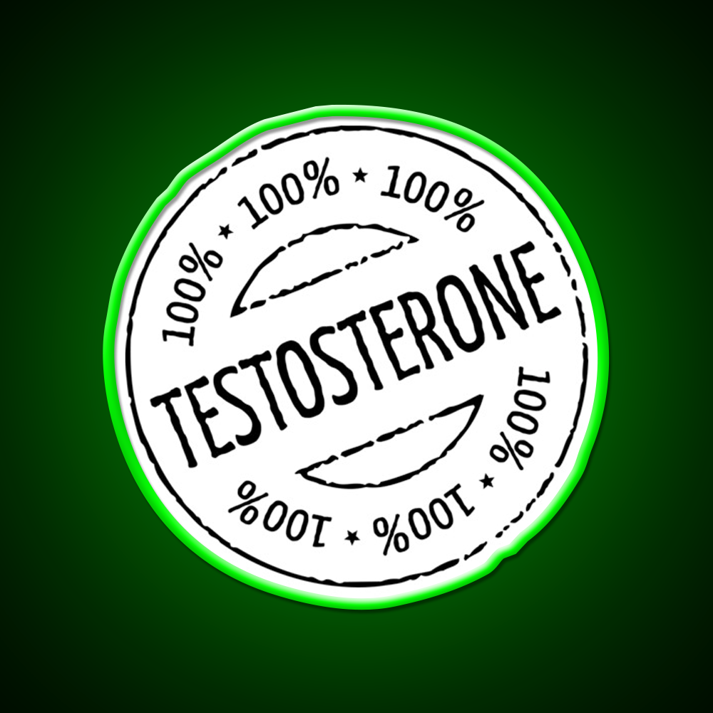100 Persent Testosterone Stamp Black Gym Fitness Led Neon Sign Rgb Color