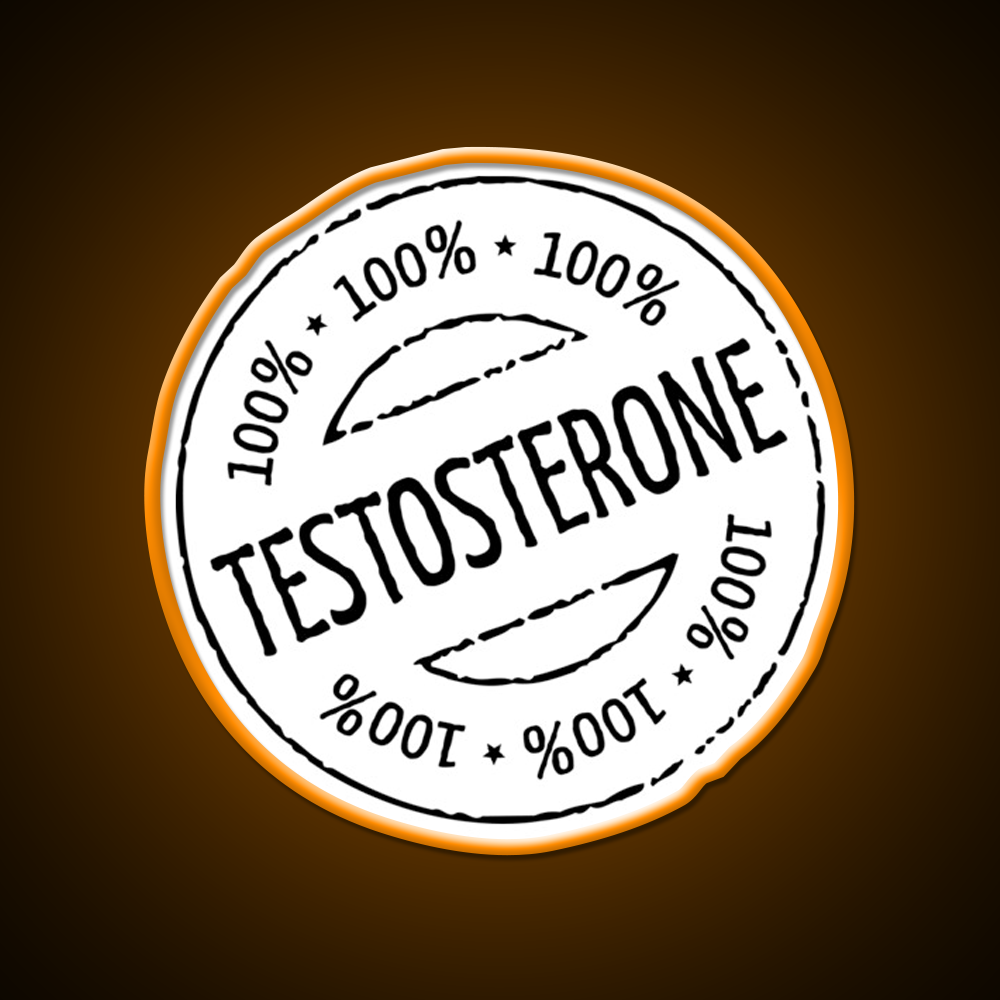 100 Persent Testosterone Stamp Black Gym Fitness Led Neon Sign Rgb Color