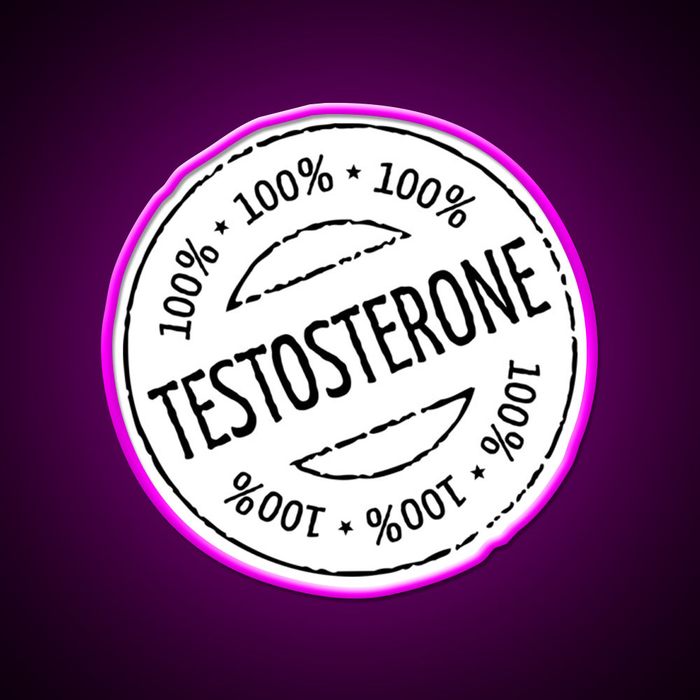 100 Persent Testosterone Stamp Black Gym Fitness Led Neon Sign Rgb Color