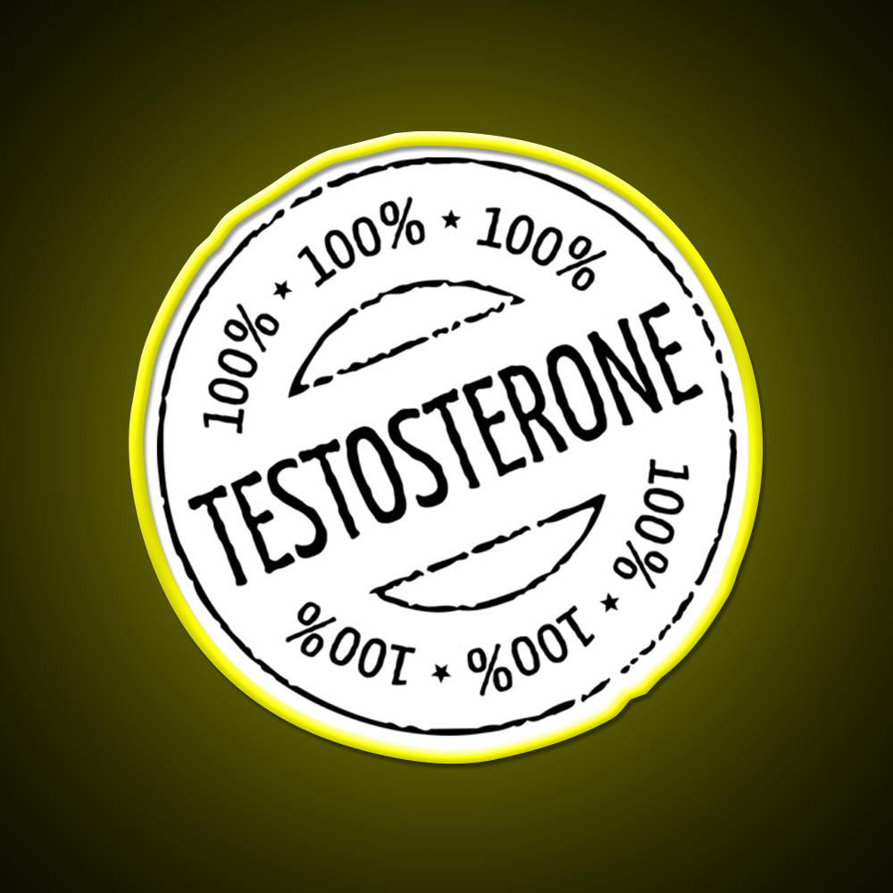 100 Persent Testosterone Stamp Black Gym Fitness Led Neon Sign Rgb Color