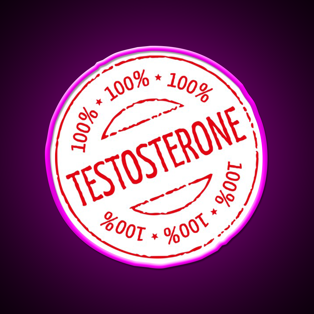 100 Persent Testosterone Stamp Red Gym Fitness Led Neon Sign Rgb Color